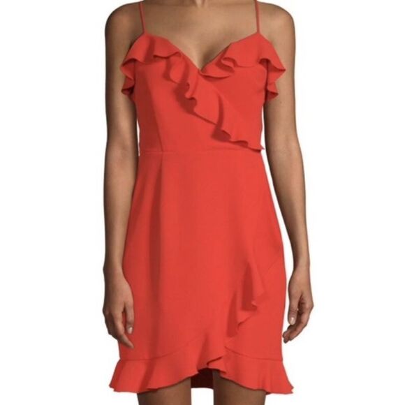 Trina Turk‎ Red Ruffled Wrap Mini Dress 8 - Picture 1 of 8